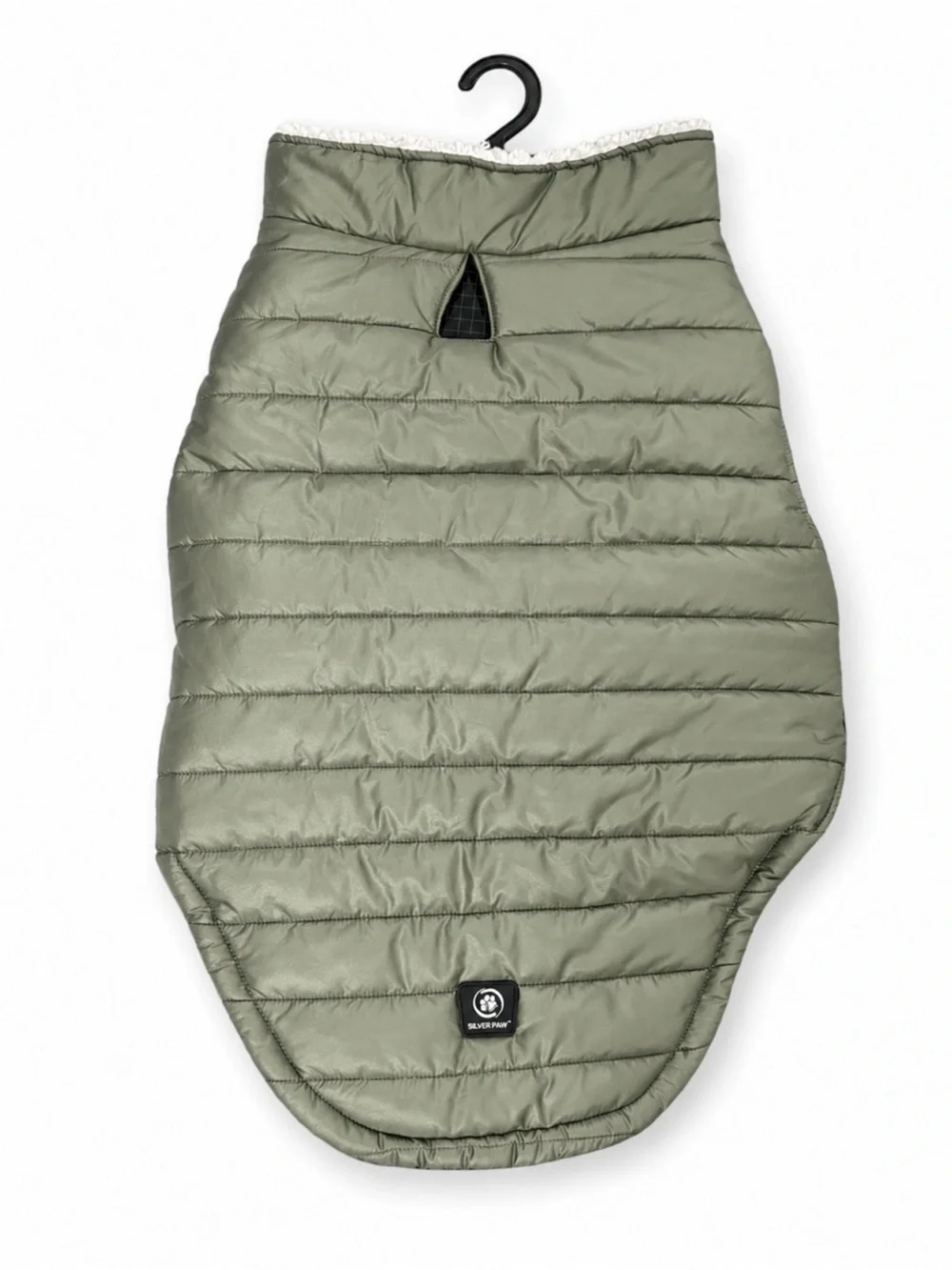 Silver Paw Quilted Olive Green Puffer Dog Coat